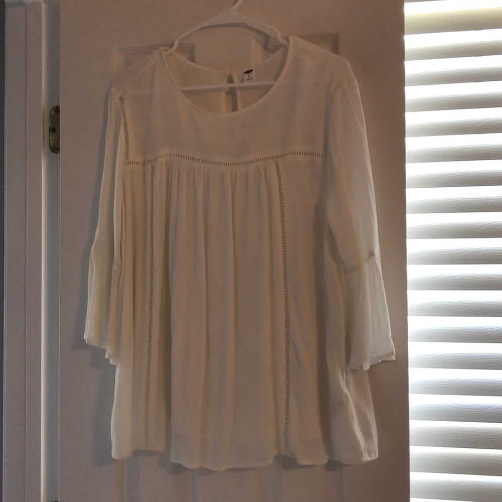 Flared Sleeve Sheer Top